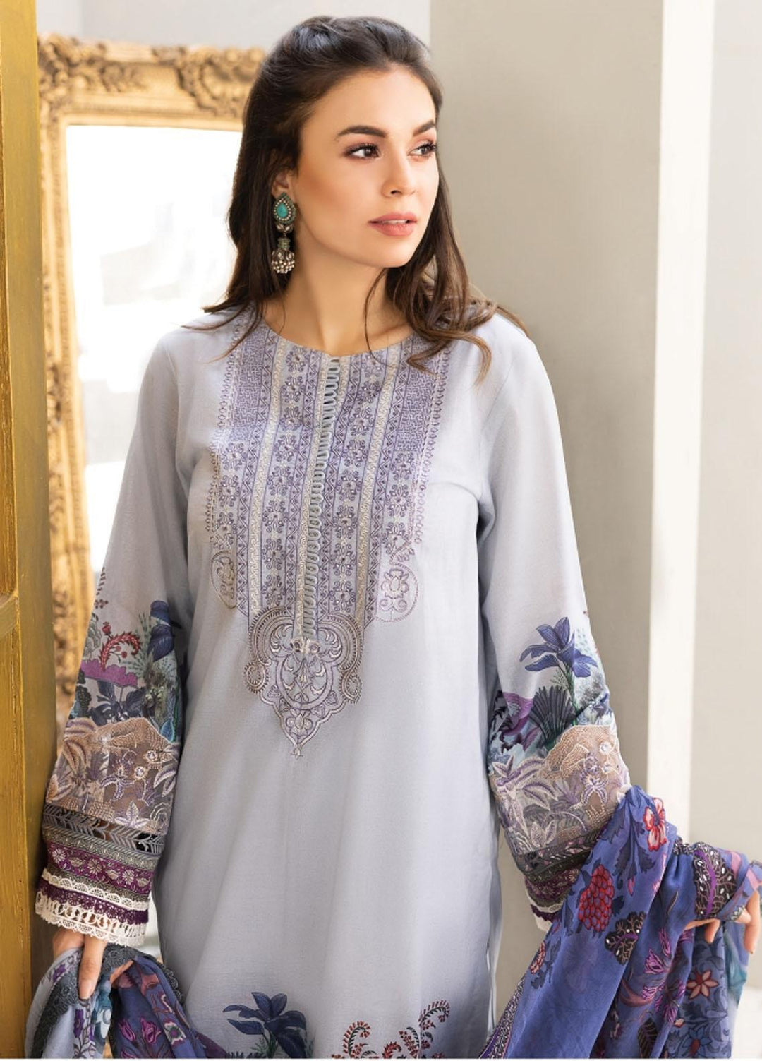 Florent Embroidered Lawn Suits Unstitched 3 Piece FL22S FL-9A - Summer Collection