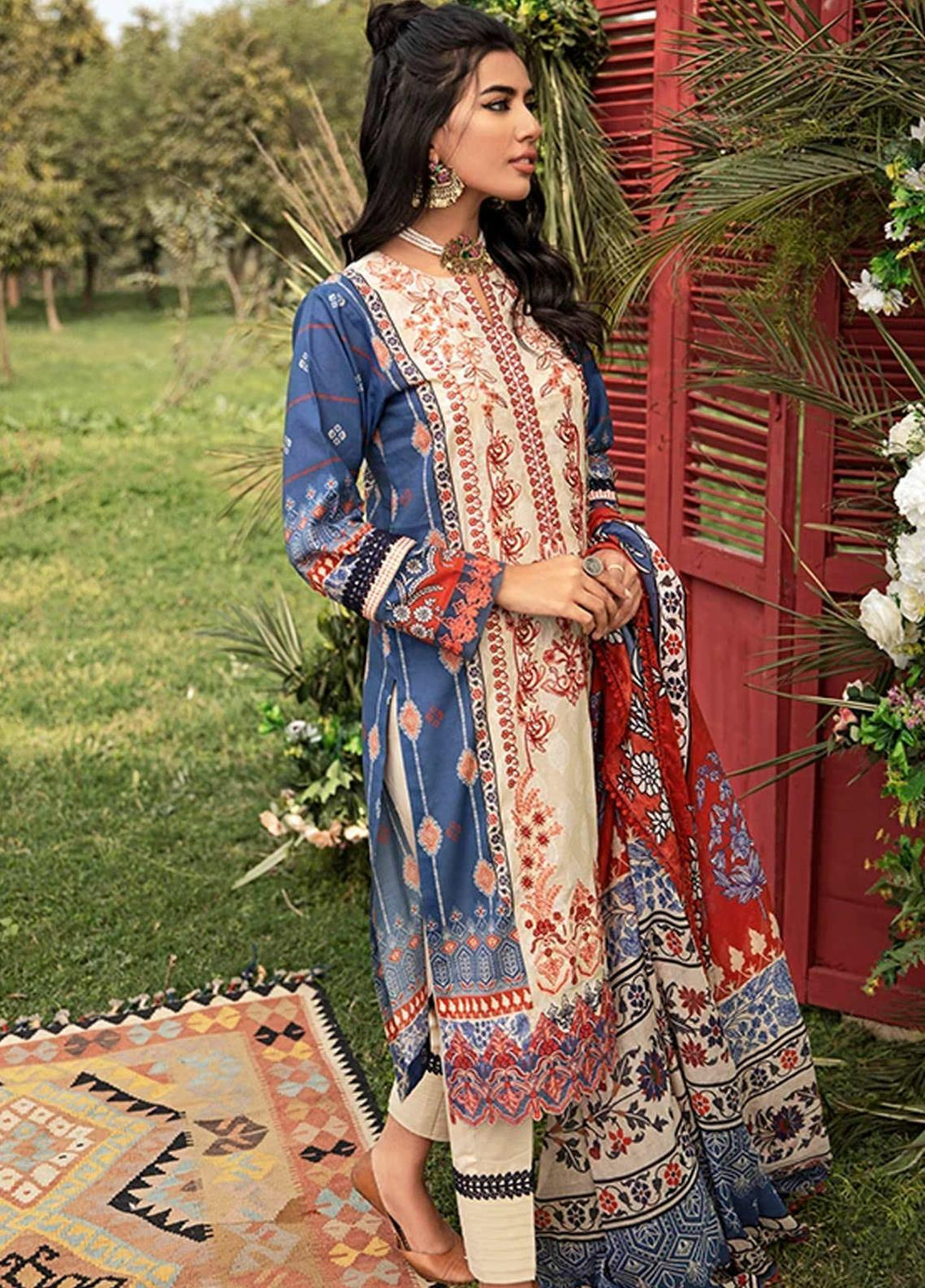 Florent Embroidered Lawn Suits Unstitched 3 Piece F21SV FL-15 - Summer Collection
