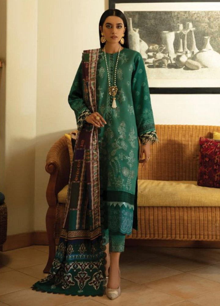 Florent Embroidered Slub Linen Suits Unstitched 3 Piece FL21TS FL-03-A - Winter Collection