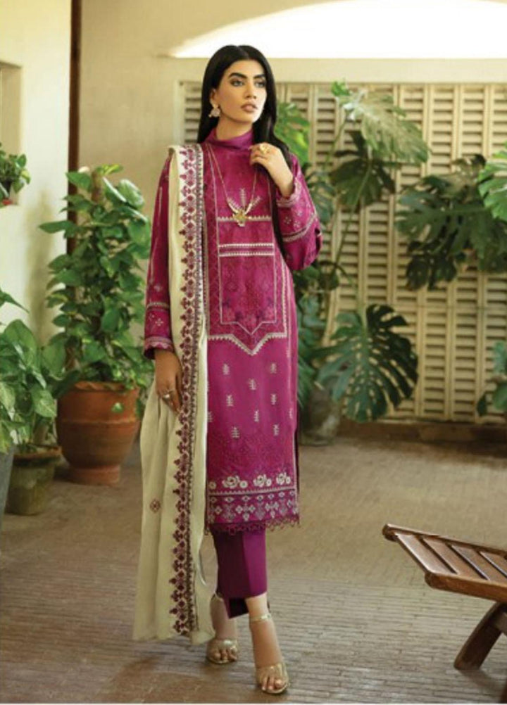 Florent Embroidered Slub Linen Suits Unstitched 3 Piece FL21TS FL-04-B - Winter Collection