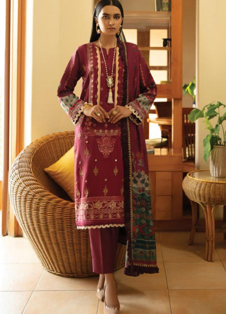 Florent Embroidered Slub Linen Suits Unstitched 3 Piece FL21TS FL-05-B - Winter Collection