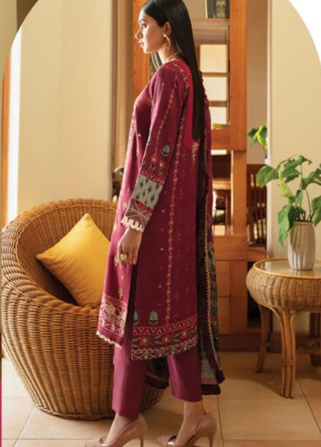 Florent Embroidered Slub Linen Suits Unstitched 3 Piece FL21TS FL-05-B - Winter Collection