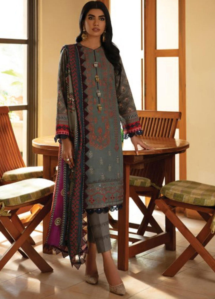 Florent Embroidered Slub Linen Suits Unstitched 3 Piece FL21TS FL-07-A - Winter Collection