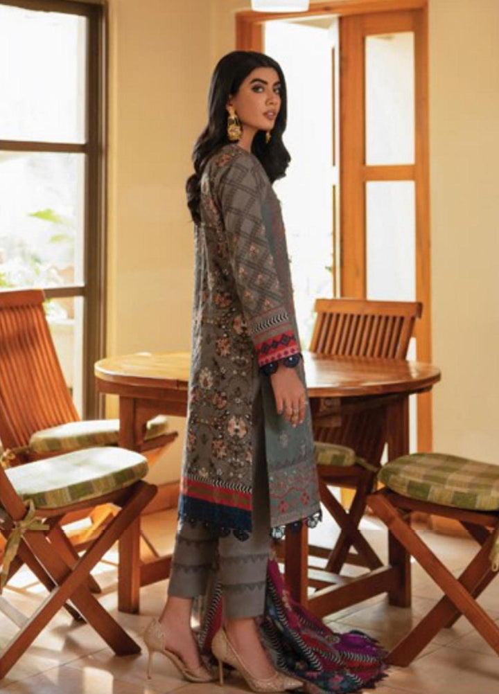 Florent Embroidered Slub Linen Suits Unstitched 3 Piece FL21TS FL-07-A - Winter Collection