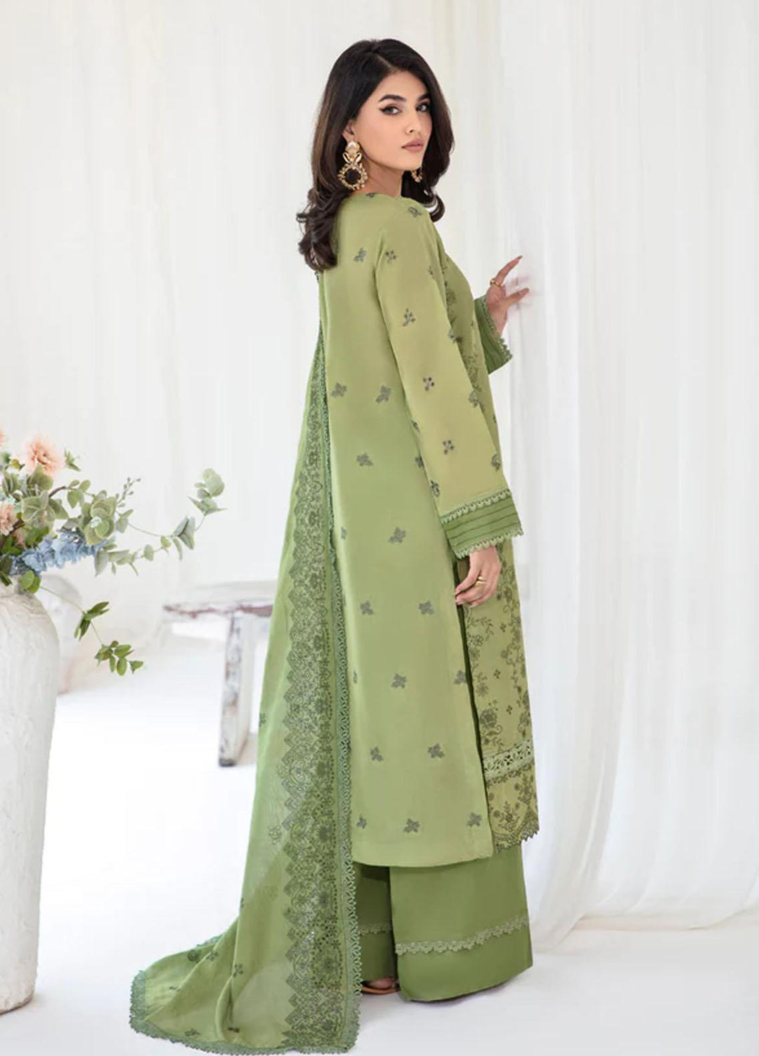 Florent Embroidered Chikankari Suits Unstitched 3 Piece FL23LC FL-2A - Eid Collection