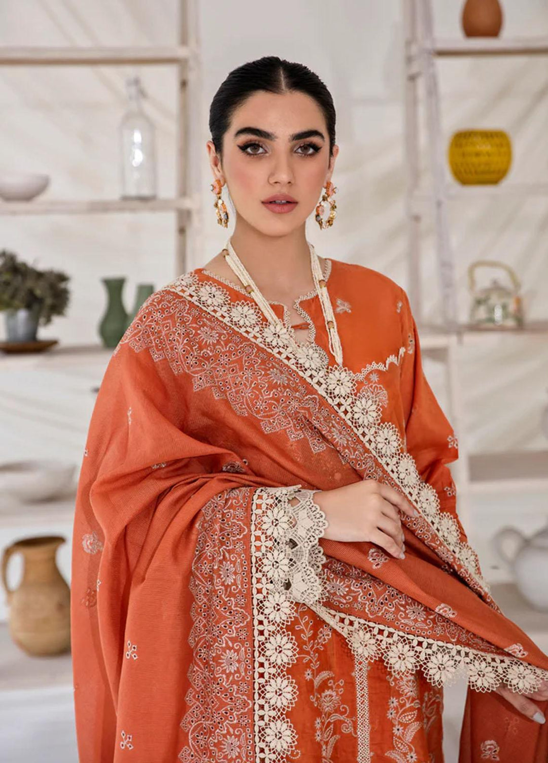 Florent Embroidered Chikankari Suits Unstitched 3 Piece FL23LC FL-2B - Eid Collection