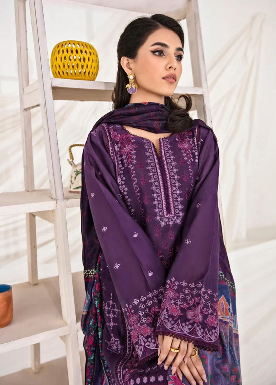 Florent Embroidered Chikankari Suits Unstitched 3 Piece FL23LC FL-3A - Eid Collection