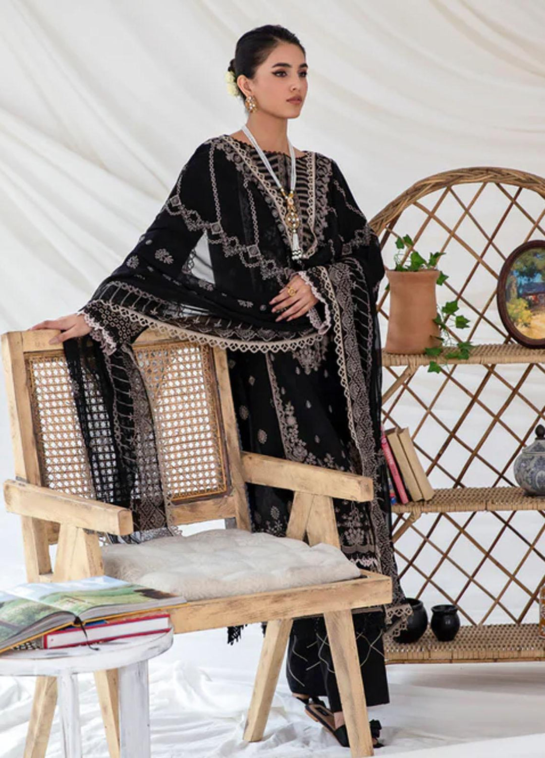 Florent Embroidered Chikankari Suits Unstitched 3 Piece FL23LC FL-4A - Eid Collection