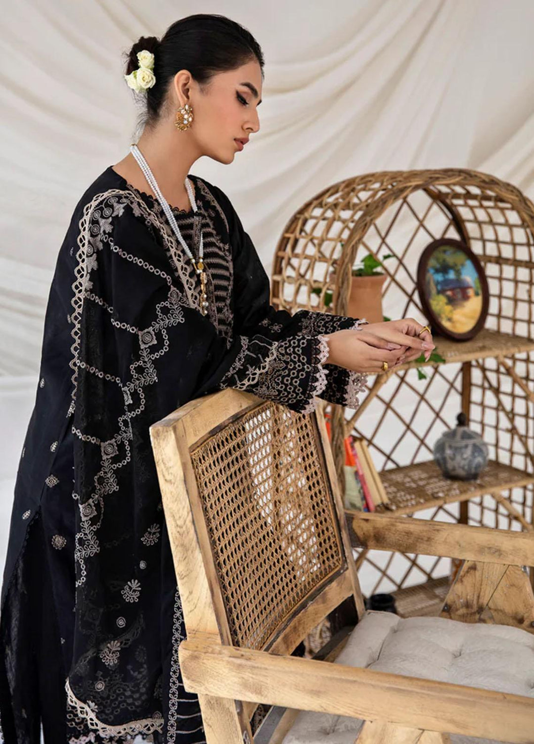 Florent Embroidered Chikankari Suits Unstitched 3 Piece FL23LC FL-4A - Eid Collection