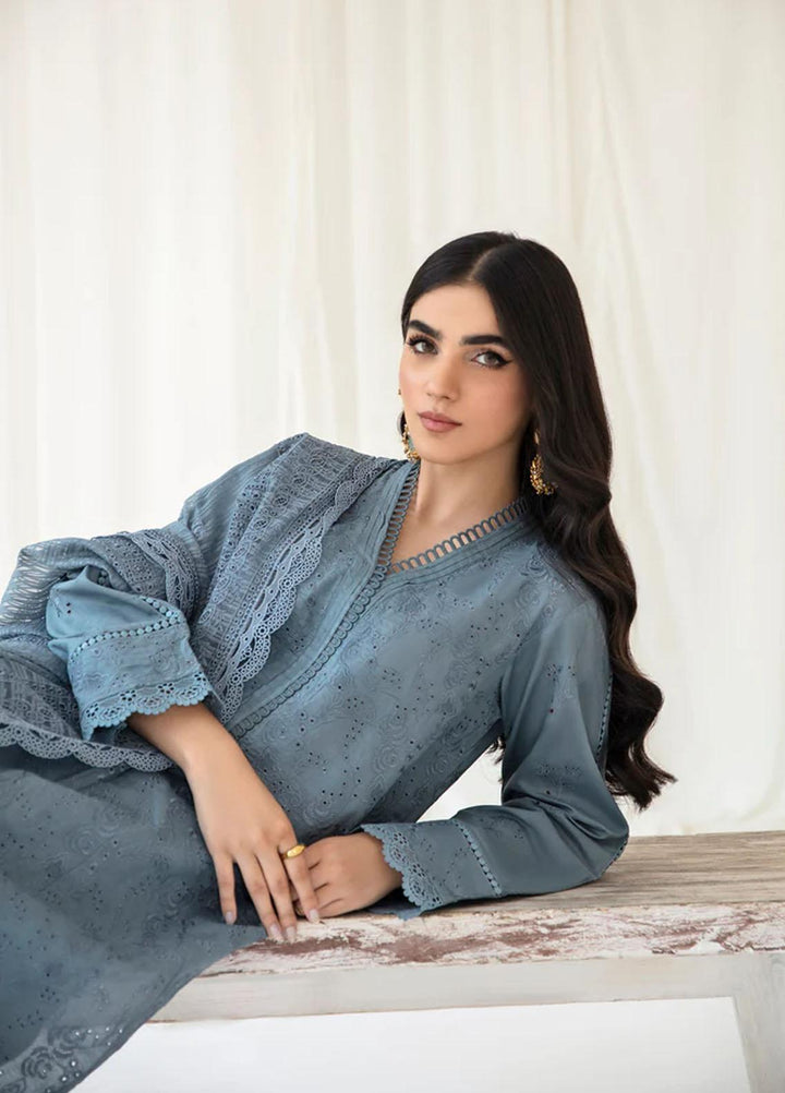 Florent Embroidered Chikankari Suits Unstitched 3 Piece FL23LC FL-5A - Eid Collection