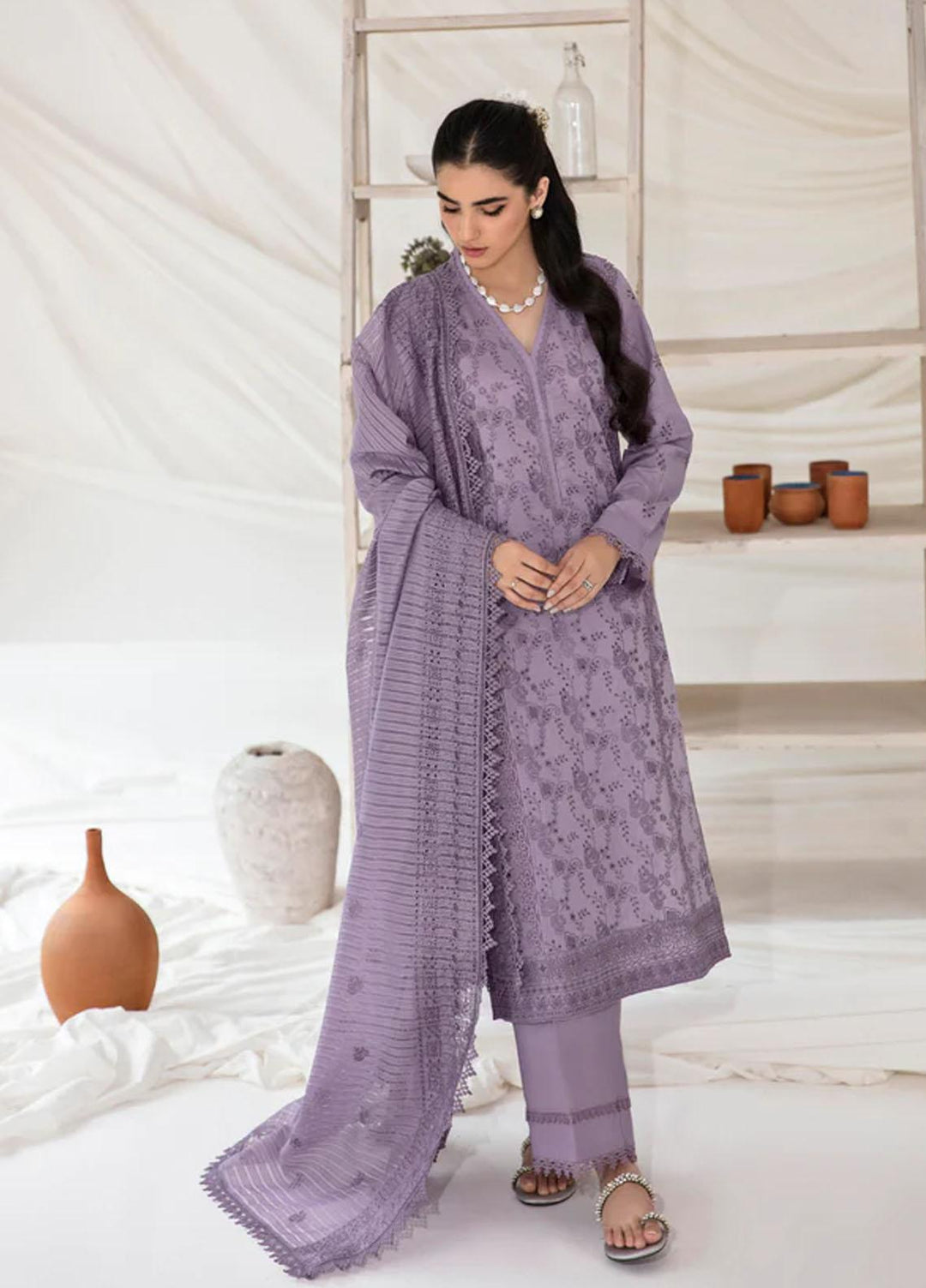 Florent Embroidered Chikankari Suits Unstitched 3 Piece FL23LC FL-5B - Eid Collection