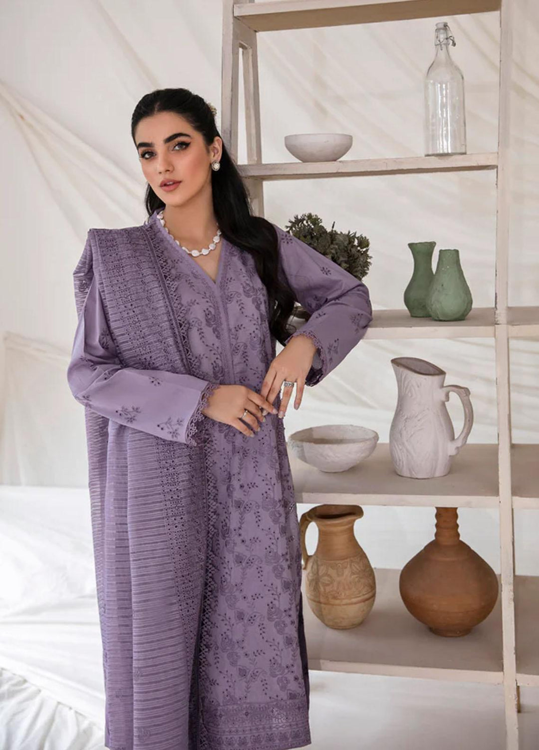 Florent Embroidered Chikankari Suits Unstitched 3 Piece FL23LC FL-5B - Eid Collection