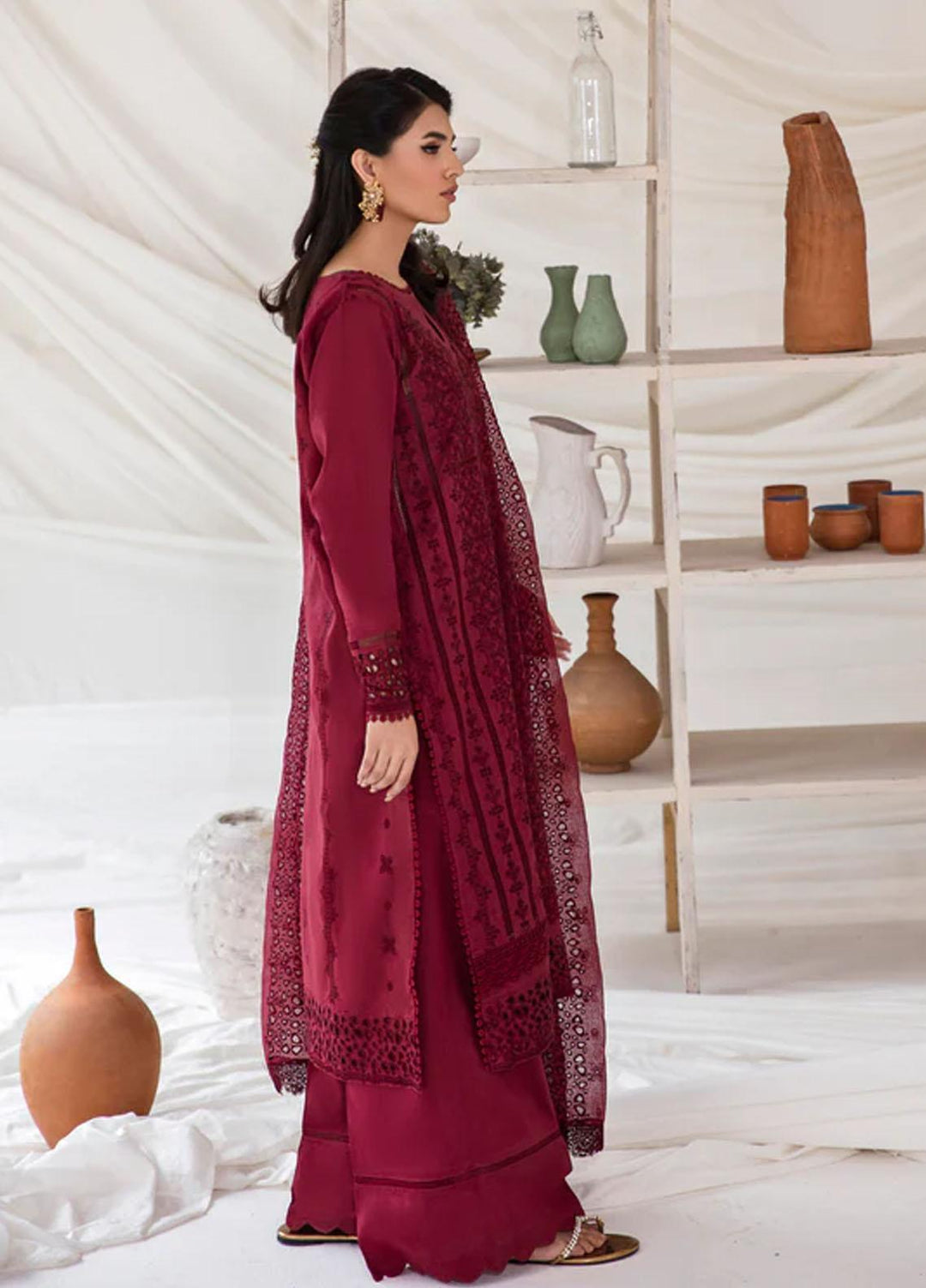 Florent Embroidered Chikankari Suits Unstitched 3 Piece FL23LC FL-6B - Eid Collection