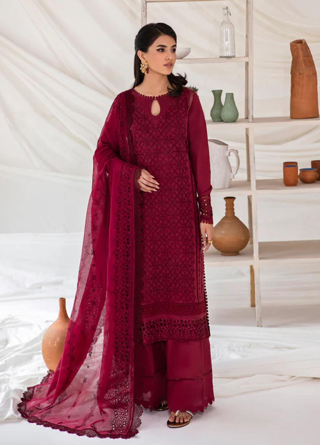 Florent Embroidered Chikankari Suits Unstitched 3 Piece FL23LC FL-6B - Eid Collection