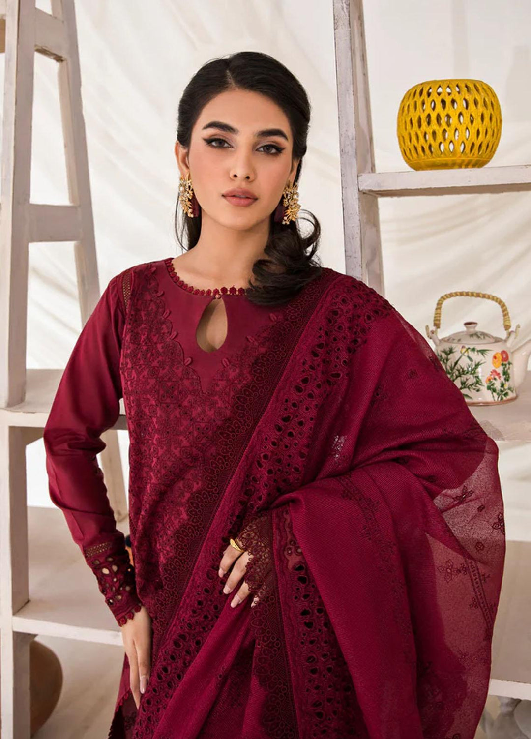 Florent Embroidered Chikankari Suits Unstitched 3 Piece FL23LC FL-6B - Eid Collection