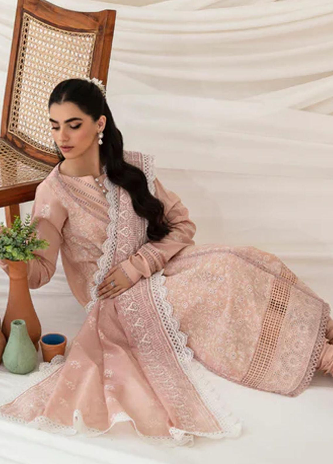 Florent Embroidered Chikankari Suits Unstitched 3 Piece FL23LC FL-7B - Eid Collection