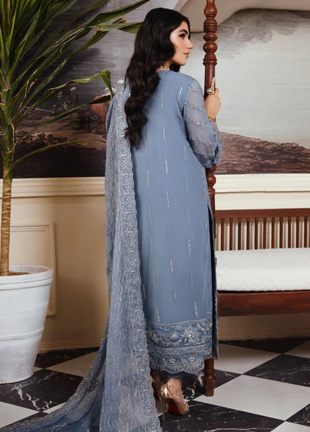 Florent Embroidered Chiffon Suits Unstitched 4 Piece FL23LF Elora - Luxury Collection
