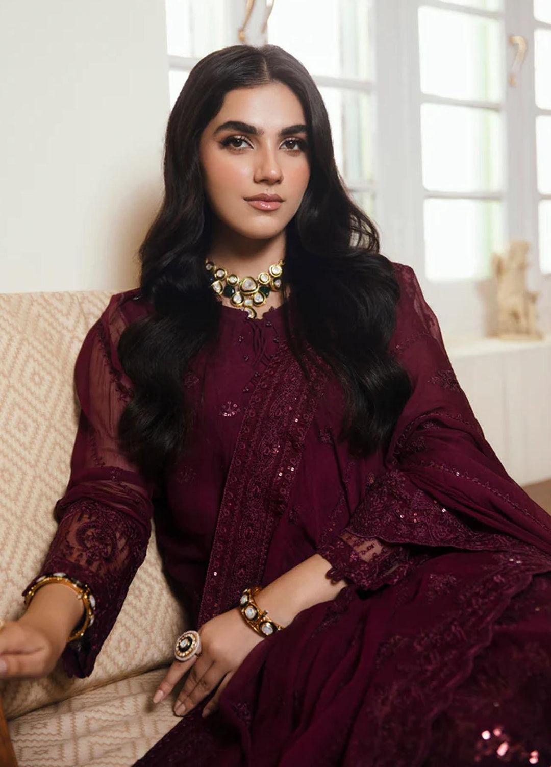 Florent Embroidered Chiffon Suits Unstitched 4 Piece FL23LF Janan - Luxury Collection