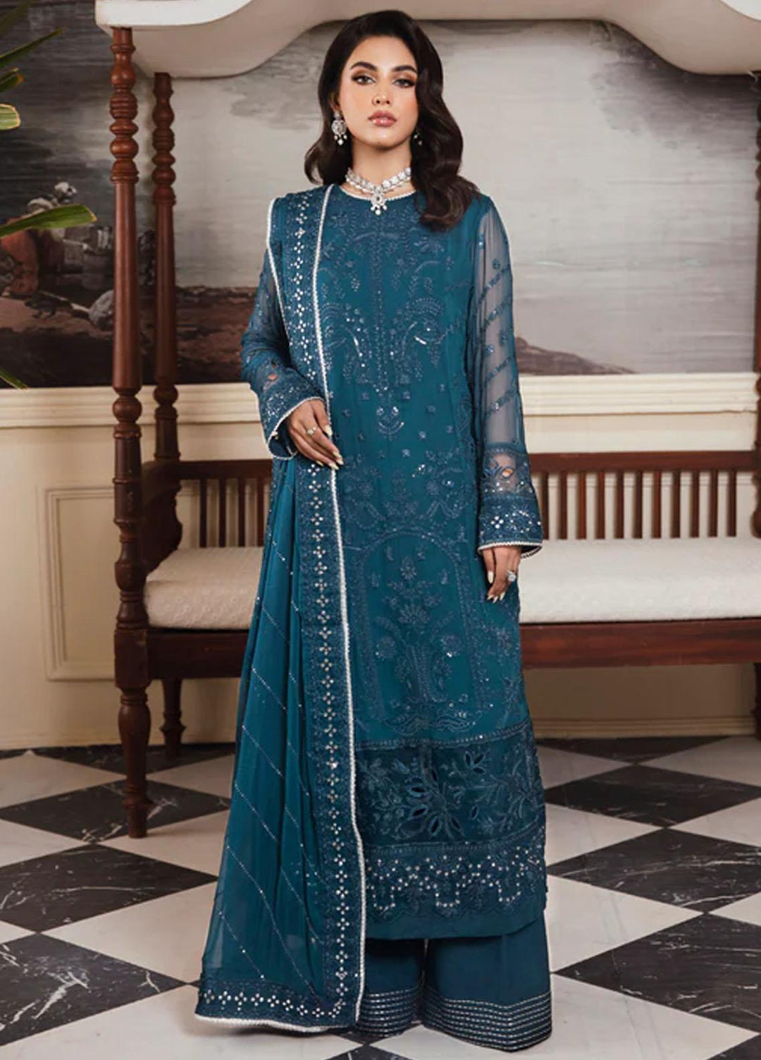 Florent Embroidered Chiffon Suits Unstitched 4 Piece FL23LF Kamari - Luxury Collection