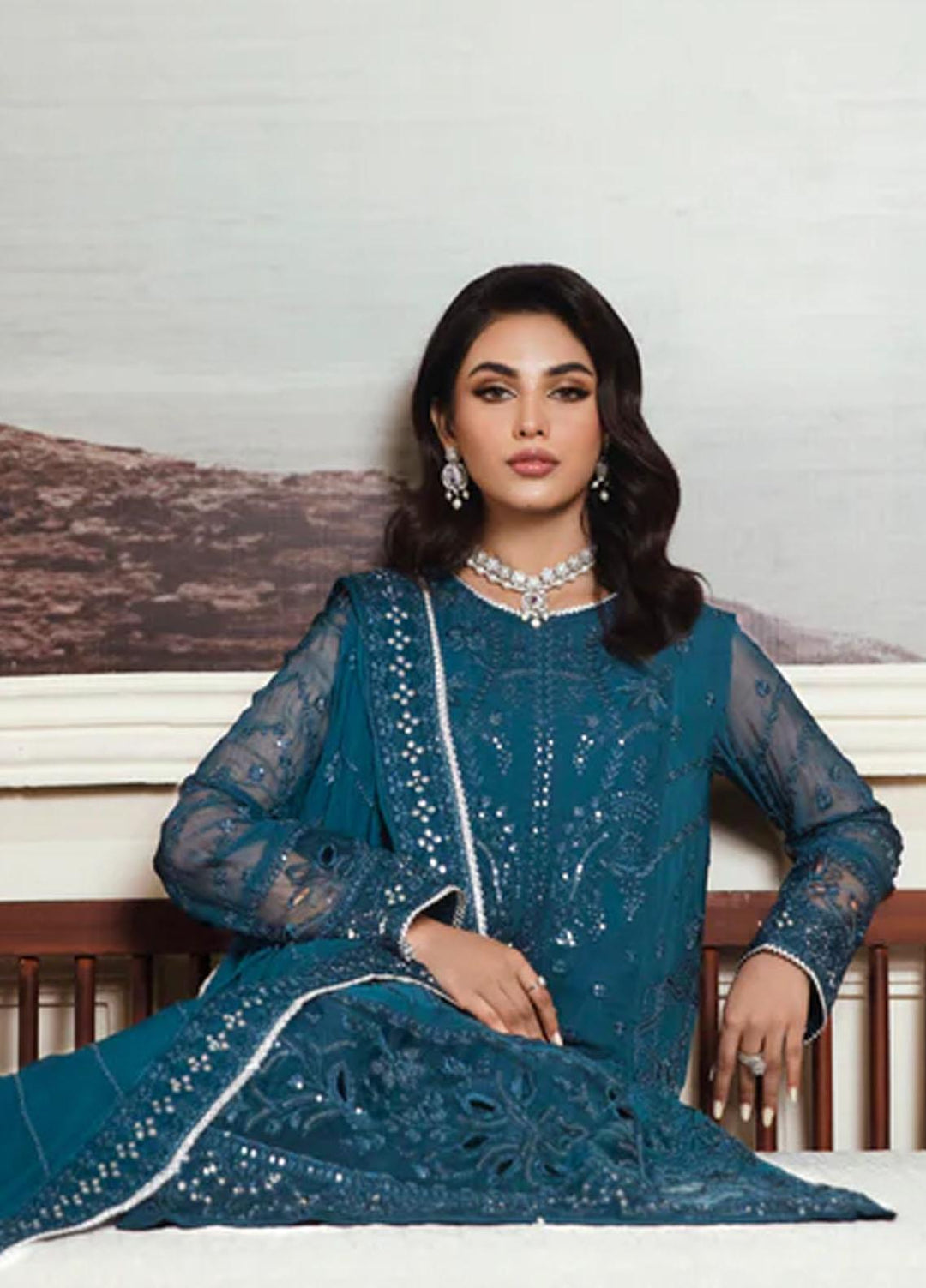 Florent Embroidered Chiffon Suits Unstitched 4 Piece FL23LF Kamari - Luxury Collection