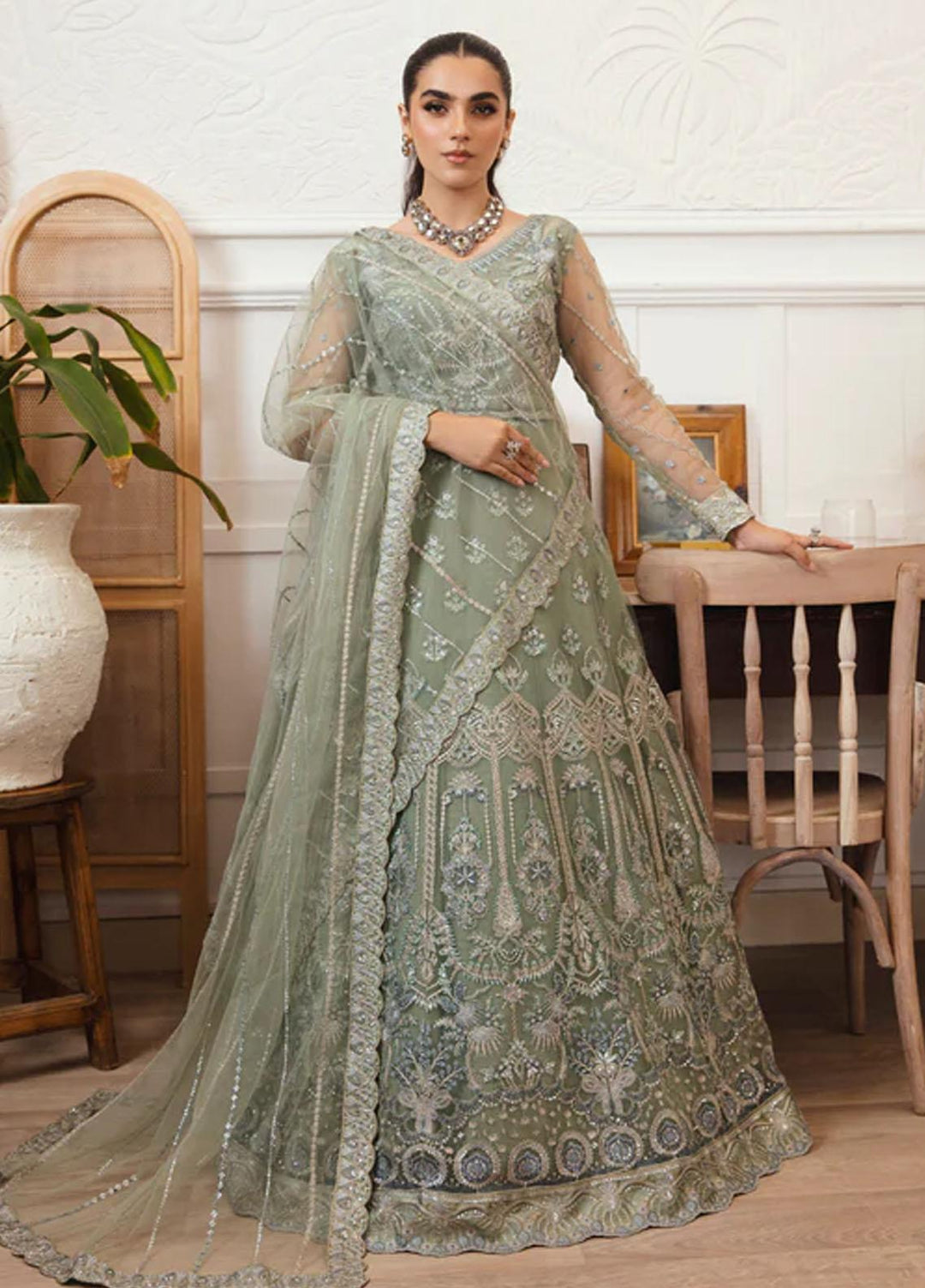 Florent Embroidered Net Suits Unstitched 4 Piece FL23LF Maahru - Luxury Collection