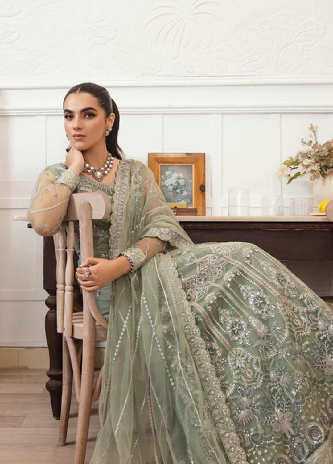 Florent Embroidered Net Suits Unstitched 4 Piece FL23LF Maahru - Luxury Collection