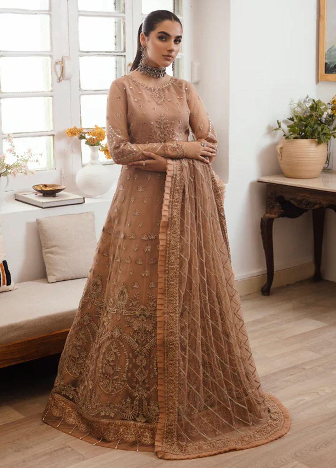 Florent Embroidered Net Suits Unstitched 4 Piece FL23LF Noor - Luxury Collection