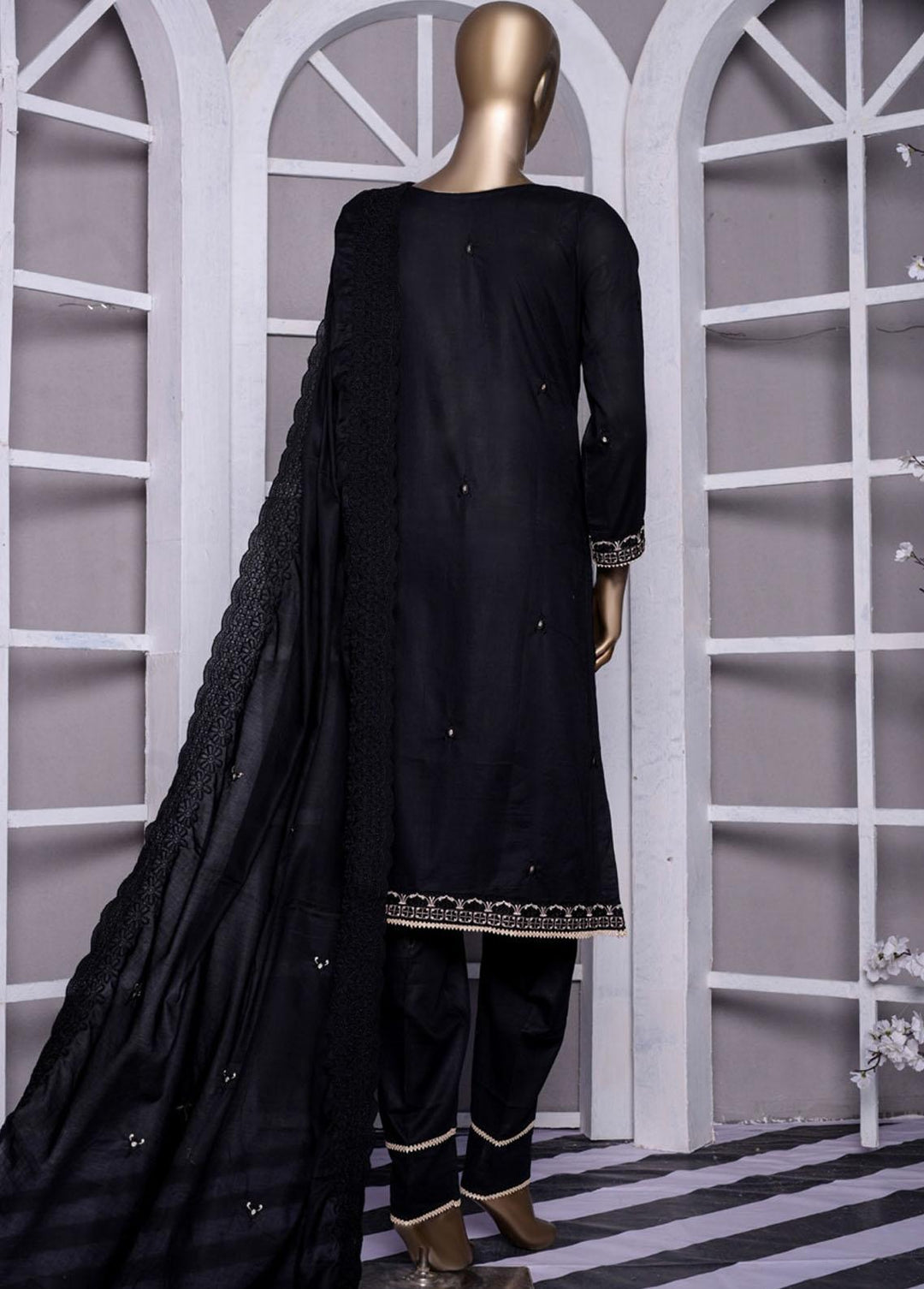 Florentine By MTF Embroidered Lawn Suits Unstitched 3 Piece MTF22BW 01 - Black & White Collection