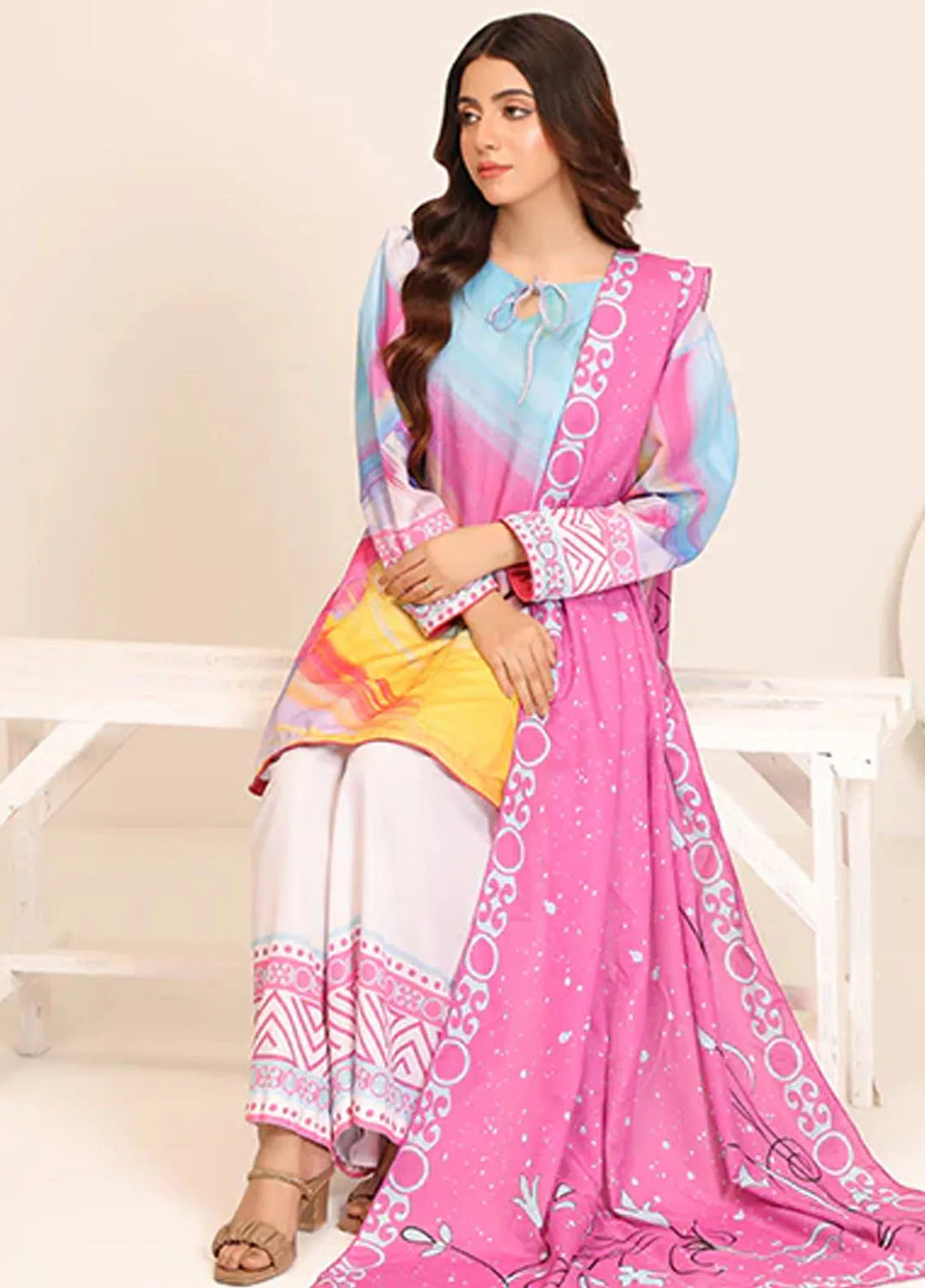 Floret by Nazmina Pret Printed Lawn 3 Piece Suit LD-23 Emerald Breeze