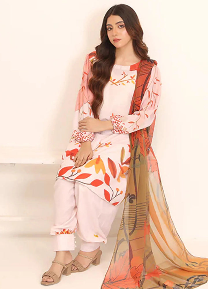 Floret by Nazmina Printed Lawn Suit Unstitched 3 Piece LD-17 Blushing Horizon - Summer Collection