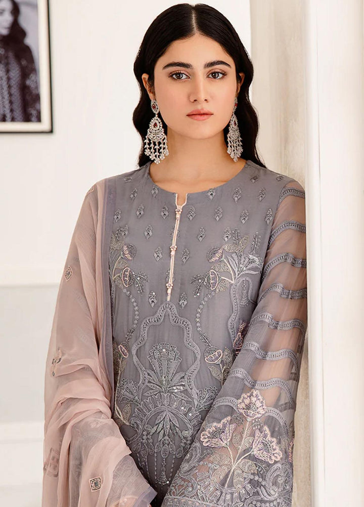 Flossie Embroidered Chiffon Suits Unstitched 3 Piece FS23EU S-1103 Grisacea Motif - Festive Collection