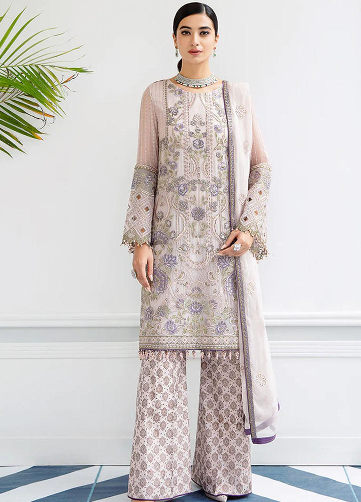 Flossie Embroidered Chiffon Suits Unstitched 3 Piece FS23EU S-1107 Muted Pesca - Festive Collection