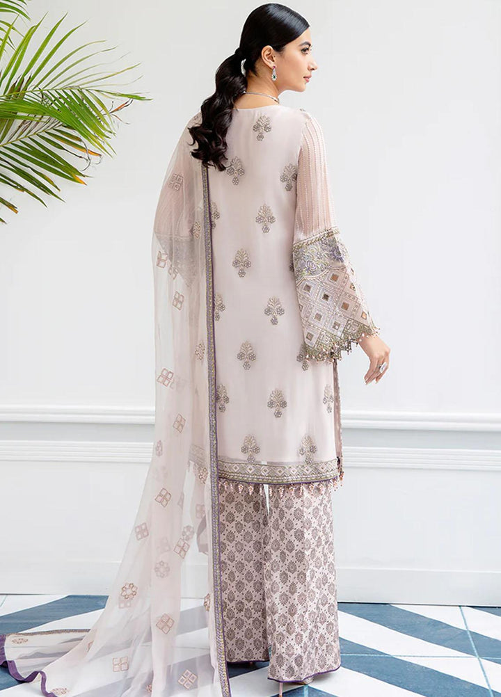 Flossie Embroidered Chiffon Suits Unstitched 3 Piece FS23EU S-1107 Muted Pesca - Festive Collection