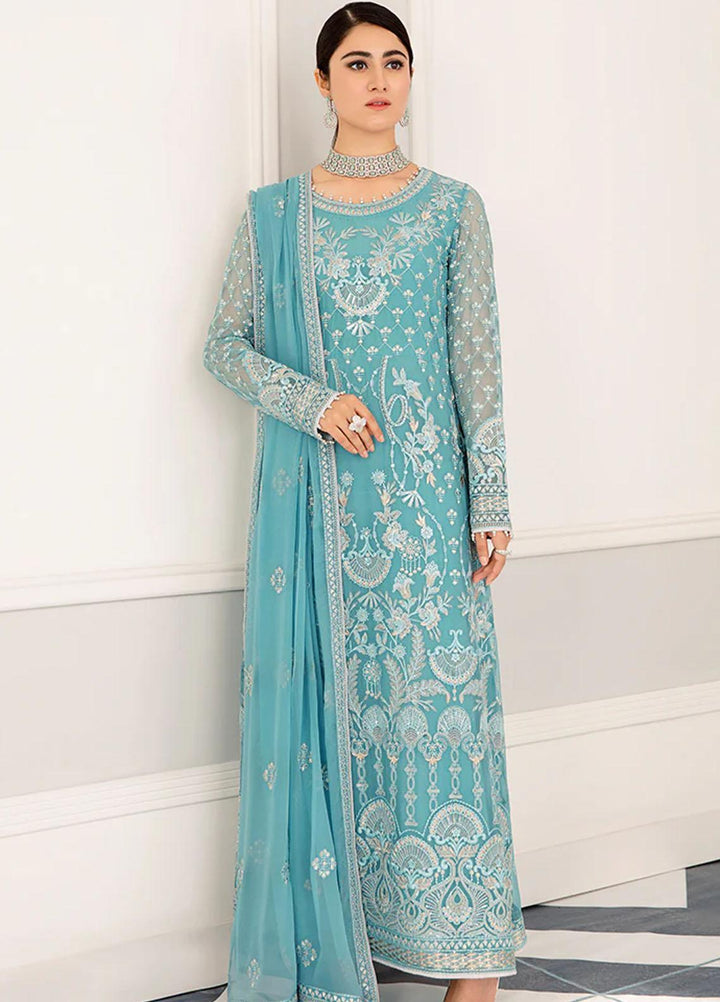 Flossie Embroidered Chiffon Suits Unstitched 3 Piece FS23EU S-1108 Emerald Green - Festive Collection