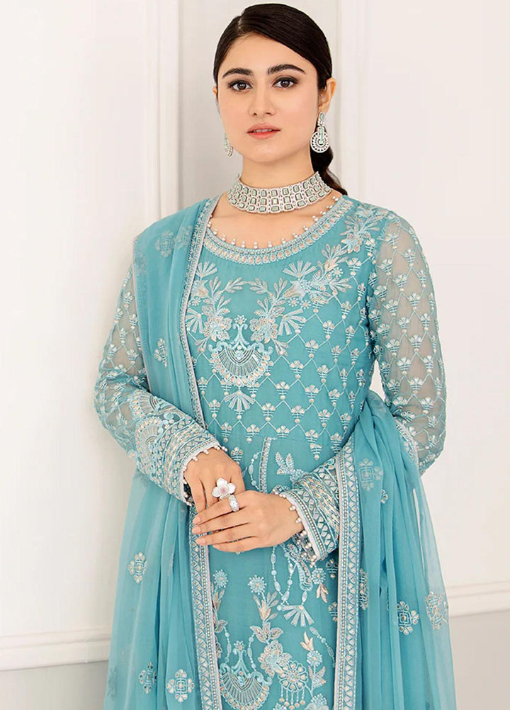 Flossie Embroidered Chiffon Suits Unstitched 3 Piece FS23EU S-1108 Emerald Green - Festive Collection