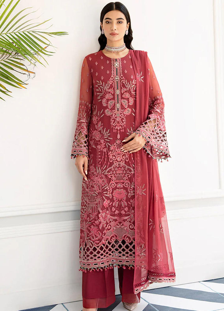 Flossie Embroidered Chiffon Suits Unstitched 3 Piece FS23EU S-1110 Arosa Oscuro Costura - Festive Collection