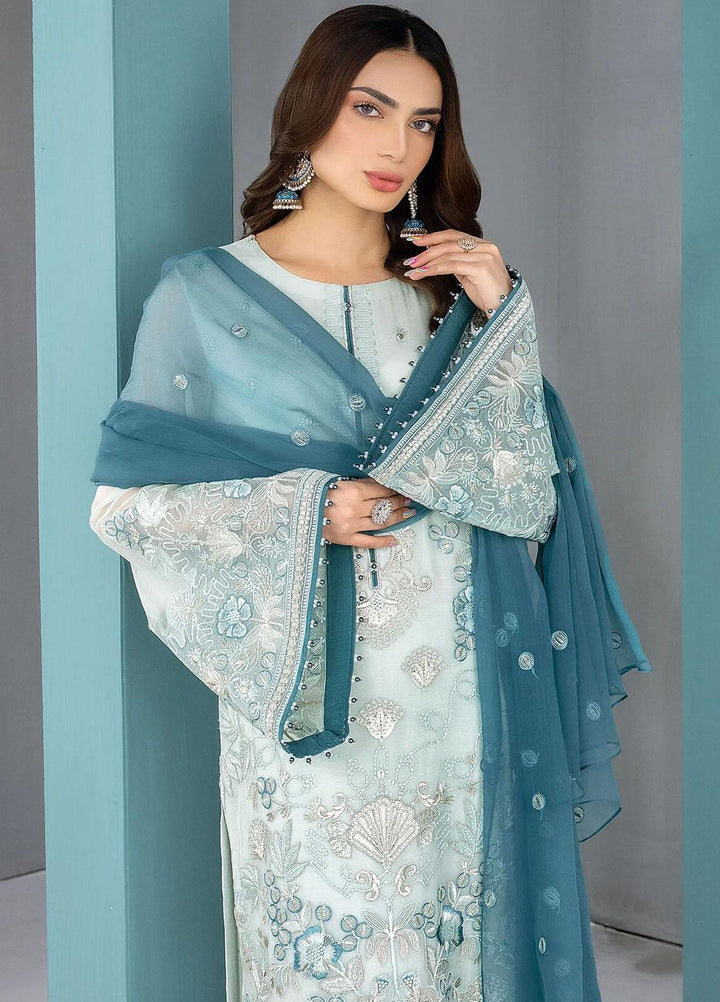 Flossie Embroidered Chiffon Suits Unstitched 3 Piece FS23EU K-1309 Skiey - Festive Collection