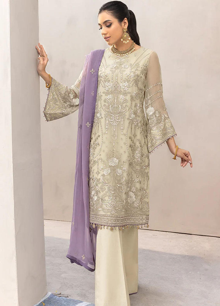 Flossie Embroidered Chiffon Suits Unstitched 3 Piece FS23EU K-1205 Lightly Dominant - Festive Collection