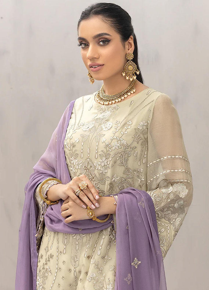 Flossie Embroidered Chiffon Suits Unstitched 3 Piece FS23EU K-1205 Lightly Dominant - Festive Collection