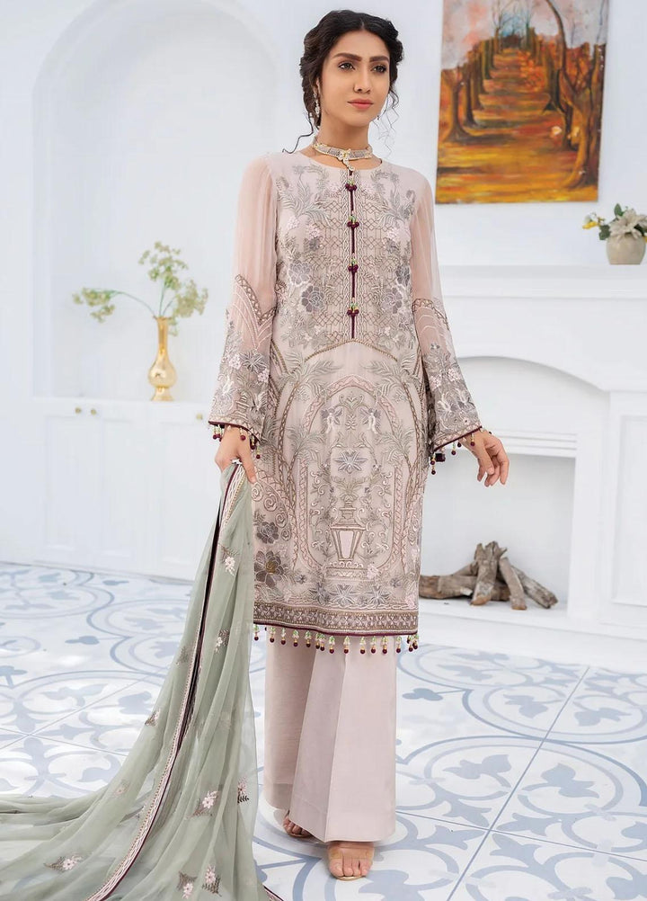 Flossie Embroidered Chiffon Suits Unstitched 3 Piece FS23EU K-806 Salsa Rosa - Festive Collection