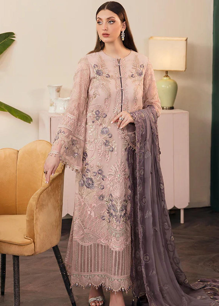 Flossie Embroidered Chiffon Suits Unstitched 3 Piece FS23EX FE-508 Fuchsia Pink - Festive Collection