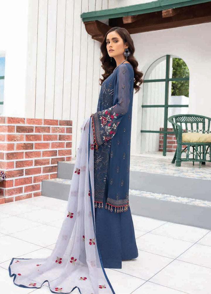 Flossie Embroidered Chiffon Suits Unstitched 3 Piece DECEMBER SKY - Luxury Collection