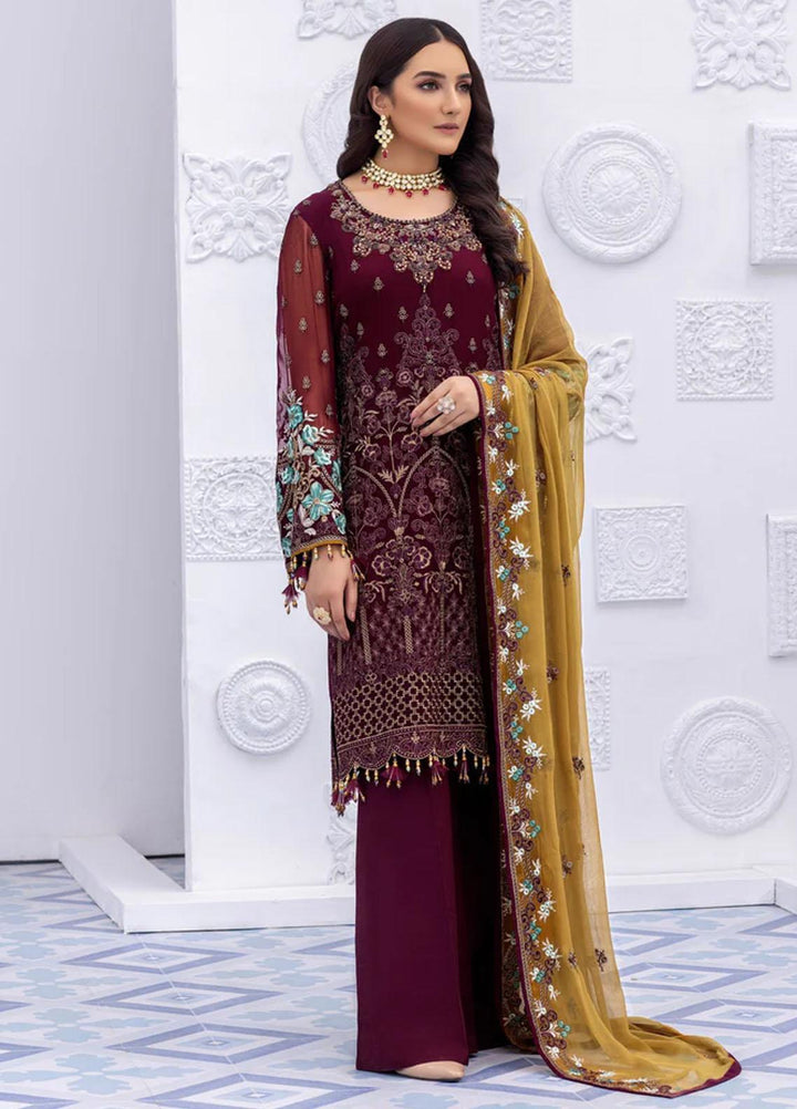 Flossie Embroidered Chiffon Suits Unstitched 3 Piece ANDORRA - Luxury Collection
