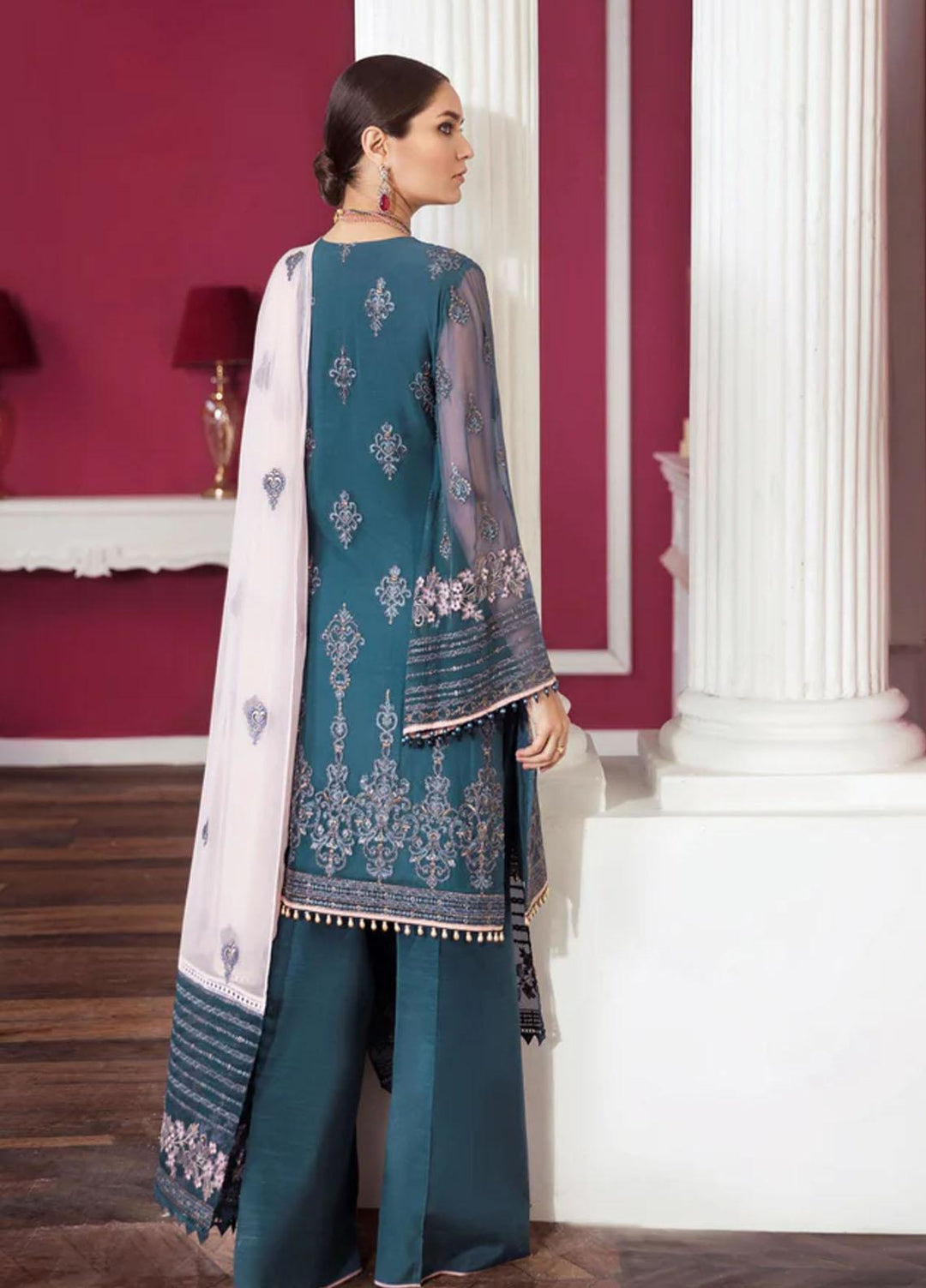 Flossie Embroidered Chiffon Suits Unstitched 3 Piece AQUARIUS - Luxury Collection