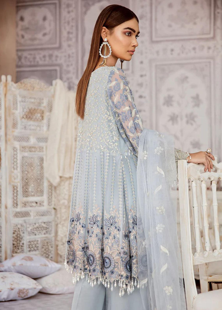 Flossie Embroidered Chiffon Suits Unstitched 3 Piece BLUE MOON - Luxury Collection