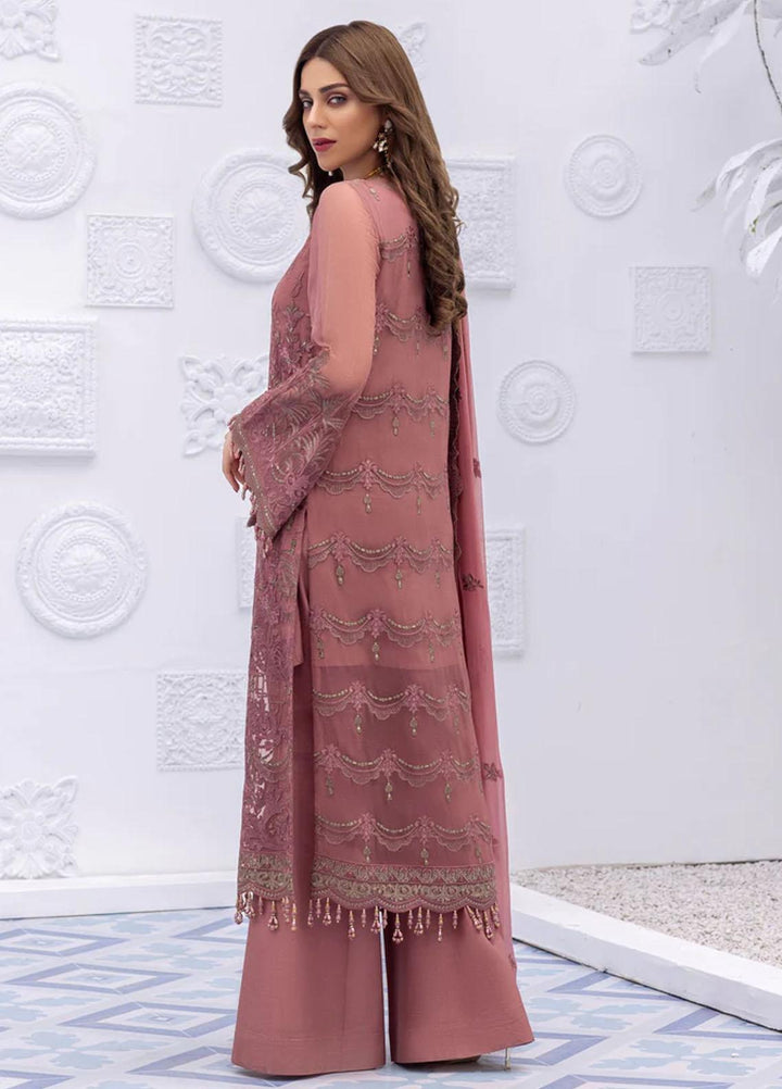 Flossie Embroidered Chiffon Suits Unstitched 3 Piece CAMELLIA ROSE - Luxury Collection
