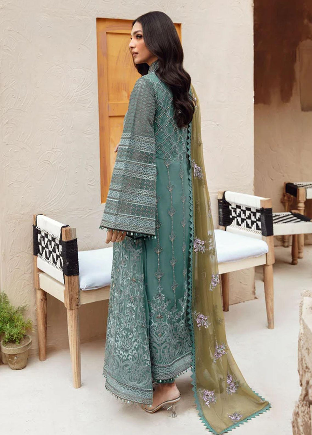 Flossie Embroidered Chiffon Suits Unstitched 3 Piece COCKATOO - Luxury Collection