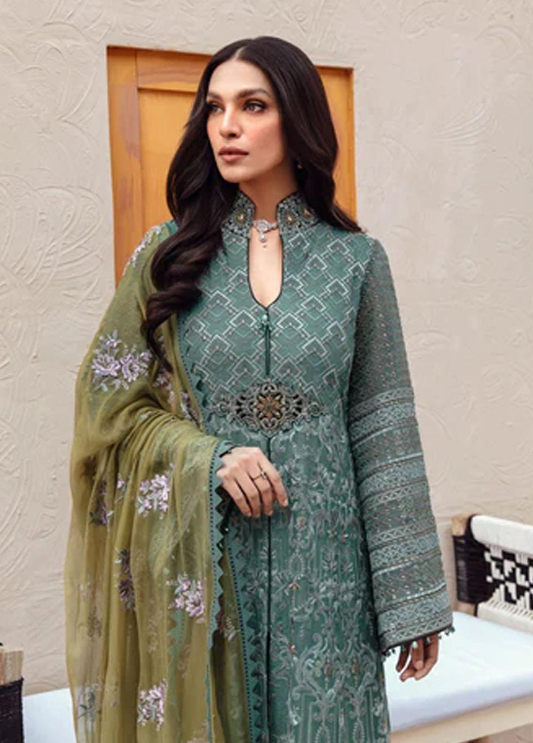 Flossie Embroidered Chiffon Suits Unstitched 3 Piece COCKATOO - Luxury Collection