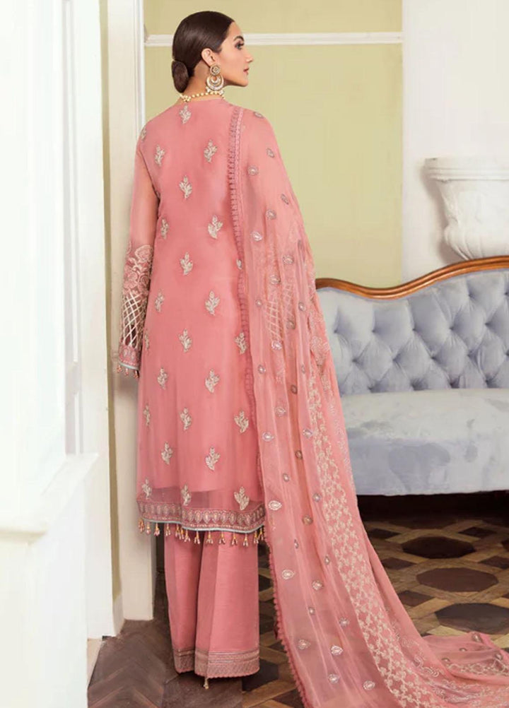 Flossie Embroidered Chiffon Suits Unstitched 3 Piece CONCH SHELL - Luxury Collection