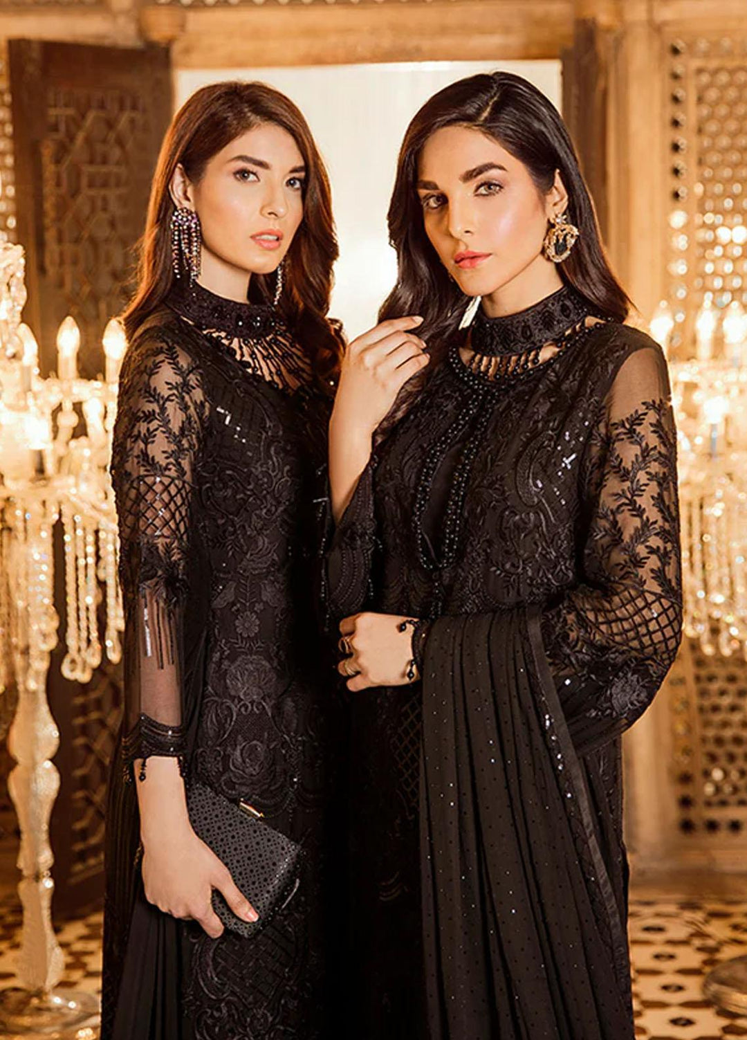 Flossie Embroidered Chiffon Suits Unstitched 3 Piece DARK MAZE - Luxury Collection